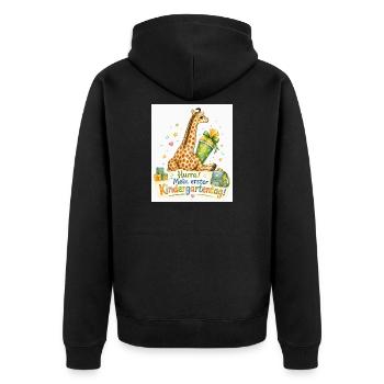 Giraffenzauber Erster Kindergartentag - Unisex Premium Bio Zip Hoodie - Schwarz - Hinten - Nico (187cm)