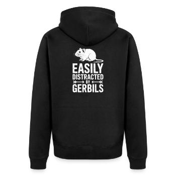 Mongolische Rennratte Sprüche Rennmaus Geschenk - Unisex Premium Bio Zip Hoodie - Schwarz - Hinten - Nico (187cm)