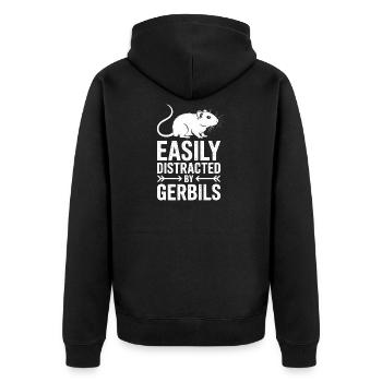 Mongolische Rennratte Sprüche Rennmaus Geschenk - Unisex Premium Bio Zip Hoodie - Schwarz - Hinten - Nico (187cm)