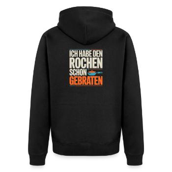Rochen Schon Gebraten Stachelrochen Manta Rochen - Unisex Premium Bio Zip Hoodie - Schwarz - Hinten - Nico (187cm)