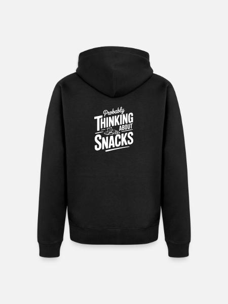 Probably Thinking About Snacks - Unisex Premium Organic Zip Hoodie - black
