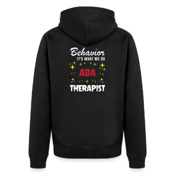 Verhaltenstherapie Therapie Verhalten - Unisex Premium Bio Zip Hoodie - Schwarz - Hinten - Nico (187cm)