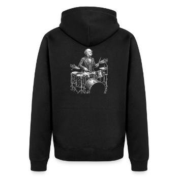 Martin Van Buren Trommler Skizze - Unisex Premium Bio Zip Hoodie - Schwarz - Hinten - Nico (187cm)