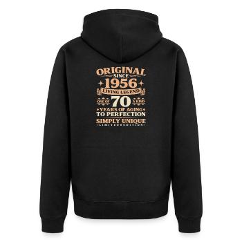 Baujahr 1956 Geburtstag 70 Jahre Vintage - Unisex Premium Bio Zip Hoodie - Schwarz - Hinten - Nico (187cm)