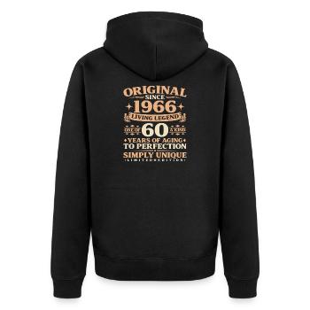 Baujahr 1966 Geburtstag 60 Jahre Vintage - Unisex Premium Bio Zip Hoodie - Schwarz - Hinten - Nico (187cm)