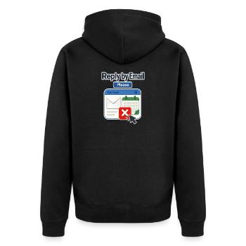 Arbeitsplatzhumor Antwort per E-Mail Bitte, Kalender De - Unisex Premium Bio Zip Hoodie - Schwarz - Hinten - Nico (187cm)