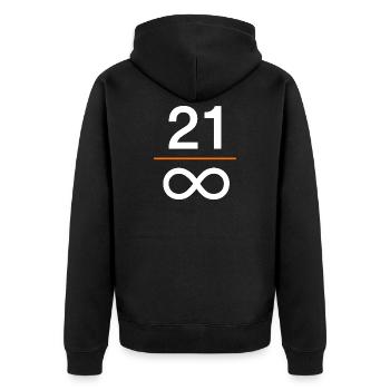 Bitcoin digitales Geld Wertspeicher Finanzen - Unisex Premium Bio Zip Hoodie - Schwarz - Hinten - Nico (187cm)