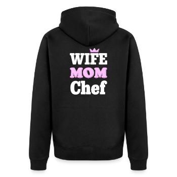 Wife Mom Chef - Design statement pour les mamans - Veste à capuche bio Premium Unisexe - noir - Dos - Nico (187cm)