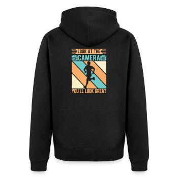 Funny XC Running Runner Gifts Unique Edition - Unisex Premium Bio Zip Hoodie - Schwarz - Hinten - Nico (187cm)