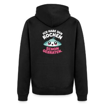 Rochen Schon Gebraten Stachelrochen Manta Rochen - Unisex Premium Bio Zip Hoodie - Schwarz - Hinten - Nico (187cm)