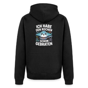 Rochen Schon Gebraten Stachelrochen Manta Rochen - Unisex Premium Bio Zip Hoodie - Schwarz - Hinten - Nico (187cm)
