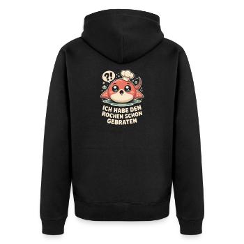 Rochen Schon Gebraten Stachelrochen Manta Rochen - Unisex Premium Bio Zip Hoodie - Schwarz - Hinten - Nico (187cm)