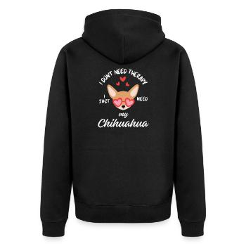 Chien de thérapie Chihuahua - Veste à capuche bio Premium Unisexe - noir - Dos - Nico (187cm)