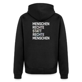 Human rights instead of right-wing people Spruch Demo - Unisex Premium Organic Zip Hoodie - black - Back - Nico (187cm)