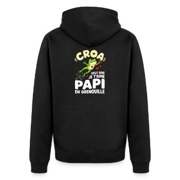 Croa Veut Dire Je T'aime Papi Grenouille - Veste à capuche bio Premium Unisexe - noir - Dos - Nico (187cm)