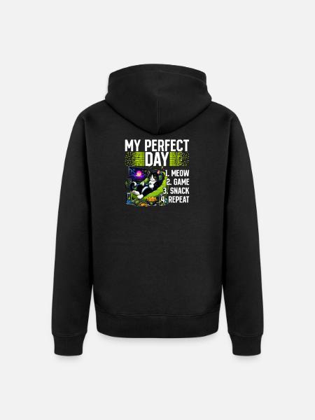 Gamer Gaming Cat Video Game - Unisex Premium Organic Zip Hoodie - black