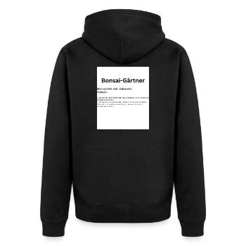 Bonsai Gärtner: Miniaturwald - Unisex Premium Bio Zip Hoodie - Schwarz - Hinten - Nico (187cm)