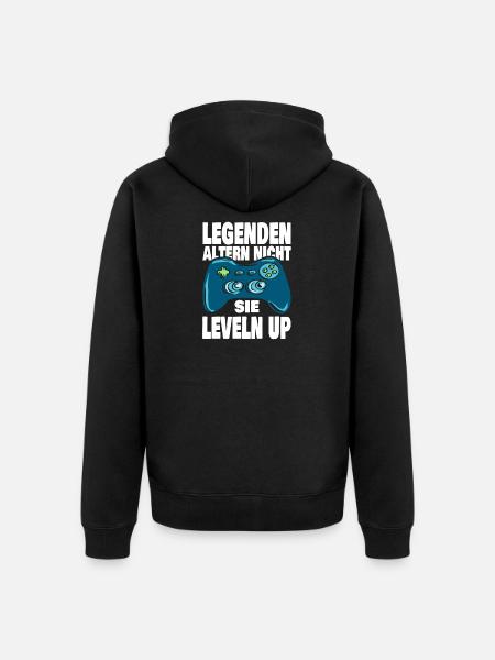 Legenden Leveln Up - Unisex Premium Bio Zip Hoodie - Schwarz