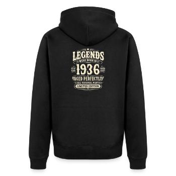 90. Geburtstag Geschenk Mann 1936 Vintage Retro - Unisex Premium Bio Zip Hoodie - Schwarz - Hinten - Nico (187cm)