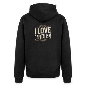 I Love Capitalism Entrepreneurs Stocks Capitalism - Unisex Premium Organic Zip Hoodie - black - Back - Nico (187cm)
