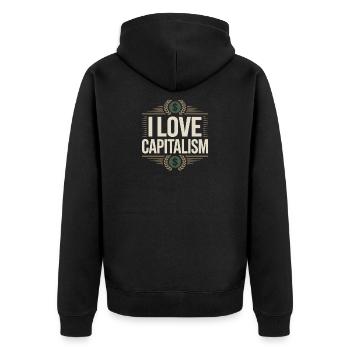I Love Capitalism Entrepreneurs Stocks Capitalism - Unisex Premium Organic Zip Hoodie - black - Back - Nico (187cm)