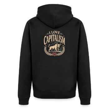 I Love Capitalism Entrepreneurs Stocks Capitalism - Unisex Premium Organic Zip Hoodie - black - Back - Nico (187cm)