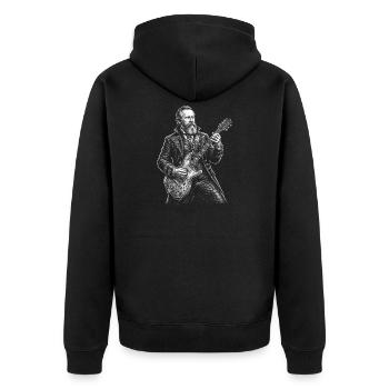 Rutherford B Hayes  mit Gitarre - Unisex Premium Bio Zip Hoodie - Schwarz - Hinten - Nico (187cm)