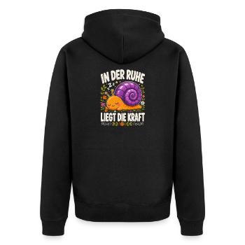  In Der Ruhe Liegt Die Kraft Schnecke Entspannung - Unisex Premium Bio Zip Hoodie - Schwarz - Hinten - Nico (187cm)