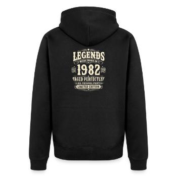 44. Geburtstag Geschenk Mann 1982 Vintage Retro - Unisex Premium Bio Zip Hoodie - Schwarz - Hinten - Nico (187cm)
