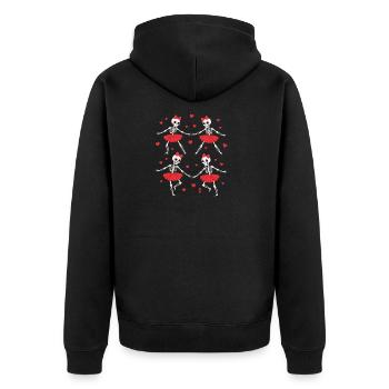 Skeletttänze im roten Tutu - Unisex Premium Bio Zip Hoodie - Schwarz - Hinten - Nico (187cm)