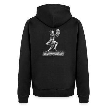 John Adams Basketball - Unisex Premium Organic Zip Hoodie - black - Back - Nico (187cm)