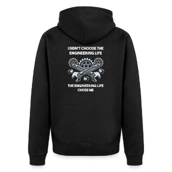 Ingenieur Student - Unisex Premium Bio Zip Hoodie - Schwarz - Hinten - Nico (187cm)