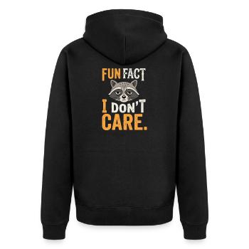 Funny Sarcastic Fun Fact I Don't Care - Unisex Premium Bio Zip Hoodie - Schwarz - Hinten - Nico (187cm)