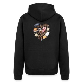 Coffee I'm Allergic To Mornings - Unisex Premium Bio Zip Hoodie - Schwarz - Hinten - Nico (187cm)