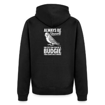 Wellensittich Sprüche Witz Wellensittich Geschenk  - Unisex Premium Bio Zip Hoodie - Schwarz - Hinten - Nico (187cm)