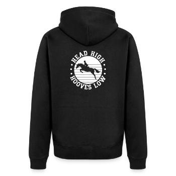 Hobby Horse Rider Head High Hooves Low - Unisex Premium Bio Zip Hoodie - Schwarz - Hinten - Nico (187cm)