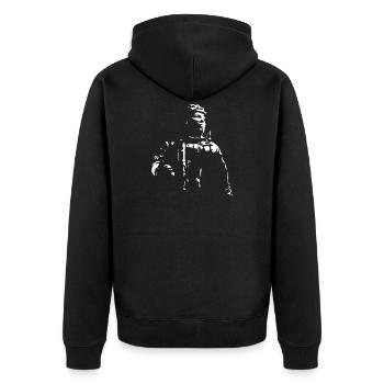 Silhouette du soldat - Figure monochrome - Veste à capuche bio Premium Unisexe - noir - Dos - Nico (187cm)