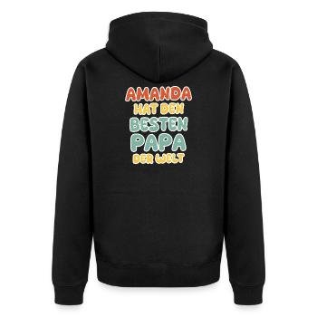 Spruch Amanda - Unisex Premium Bio Zip Hoodie - Schwarz - Hinten - Nico (187cm)