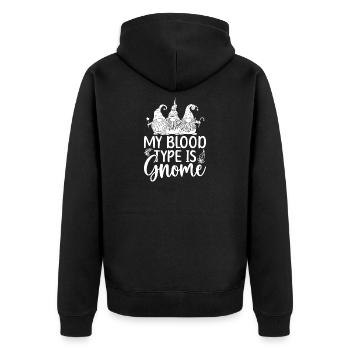 Gnome Costume Men My Blood Type Is Gnome - Unisex Premium Bio Zip Hoodie - Schwarz - Hinten - Nico (187cm)
