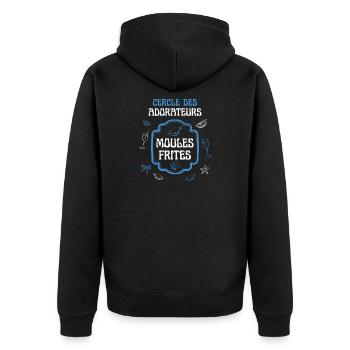 Cercle des Adorateurs Moules Frites - Veste à capuche bio Premium Unisexe - noir - Dos - Nico (187cm)