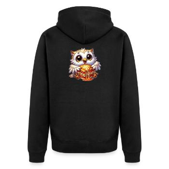 Weise Schneeeule Italienisch Lasagne - Unisex Premium Bio Zip Hoodie - Schwarz - Hinten - Nico (187cm)