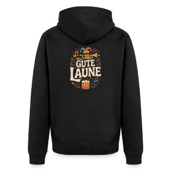 Gute Laune Karneval Fasching Karnevalskostüm Alaaf - Unisex Premium Bio Zip Hoodie - Schwarz - Hinten - Nico (187cm)