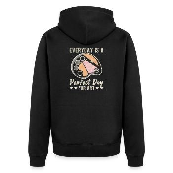 Artist Painter Graphic Perfect Day For Art Gifts - Unisex Premium Organic Zip Hoodie - black - Back - Nico (187cm)