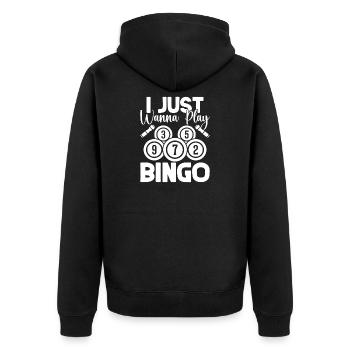 Bingo Player I Just Wanna Play Bingo - Unisex Premium Bio Zip Hoodie - Schwarz - Hinten - Nico (187cm)