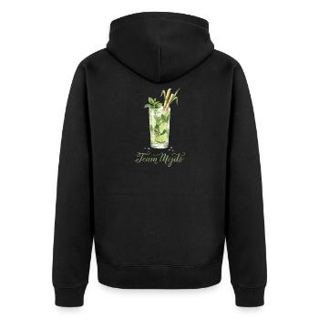Hen Party Team Mojito Cocktail Bartender - Unisex Premium Bio Zip Hoodie - Schwarz - Hinten - Nico (187cm)