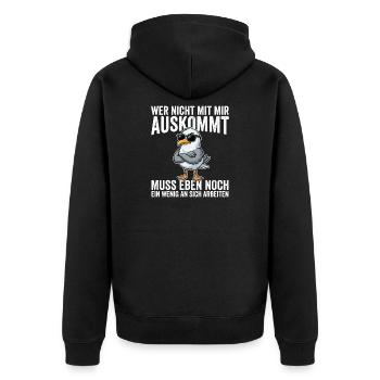 Wer Nicht Mit Mir Auskommt muss Eben Nnoch Ein  - Unisex Premium Bio Zip Hoodie - Schwarz - Hinten - Nico (187cm)
