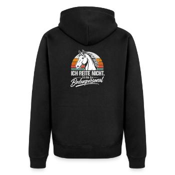  Ich Reite Nicht Ich Bin Das Bodenpersonal Pferd - Unisex Premium Bio Zip Hoodie - Schwarz - Hinten - Nico (187cm)