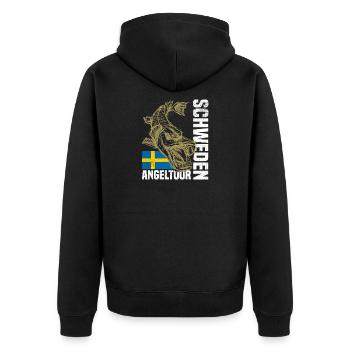 Suède Pêche - Veste à capuche bio Premium Unisexe - noir - Dos - Nico (187cm)