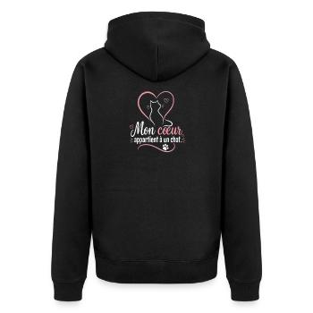 Mon cœur appartient à un chat - Veste à capuche bio Premium Unisexe - noir - Dos - Nico (187cm)