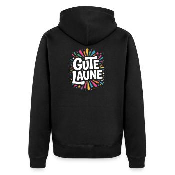 Gute Laune Karneval Fasching Karnevalskostüm Alaaf - Unisex Premium Bio Zip Hoodie - Schwarz - Hinten - Nico (187cm)